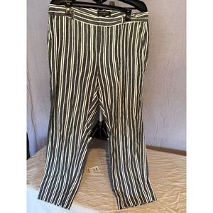 Banana Republic 100% Cotton Linen Cropped Pants - B&W Stripe -W s 10
